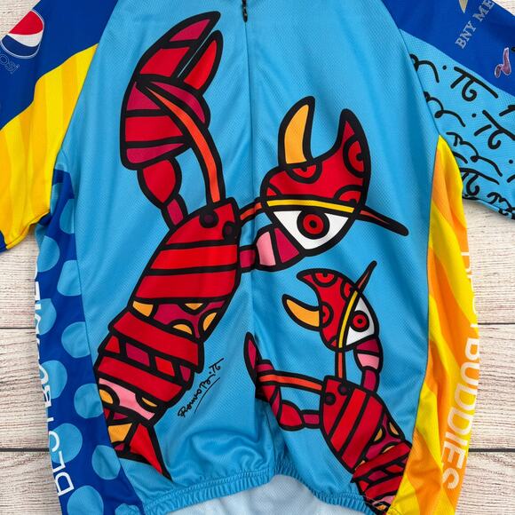 Pactimo Best Buddies Challenge Romero Britto Lobster Cycling Jersey Adult L Blue - Picture 3 of 9